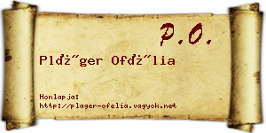 Pláger Ofélia névjegykártya